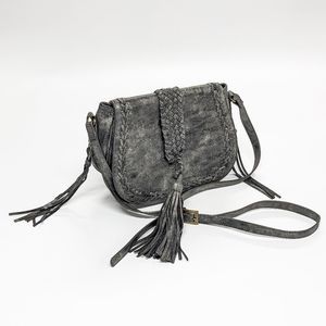 Steve Madden Gray Leather Adjustable Crossbody Bag